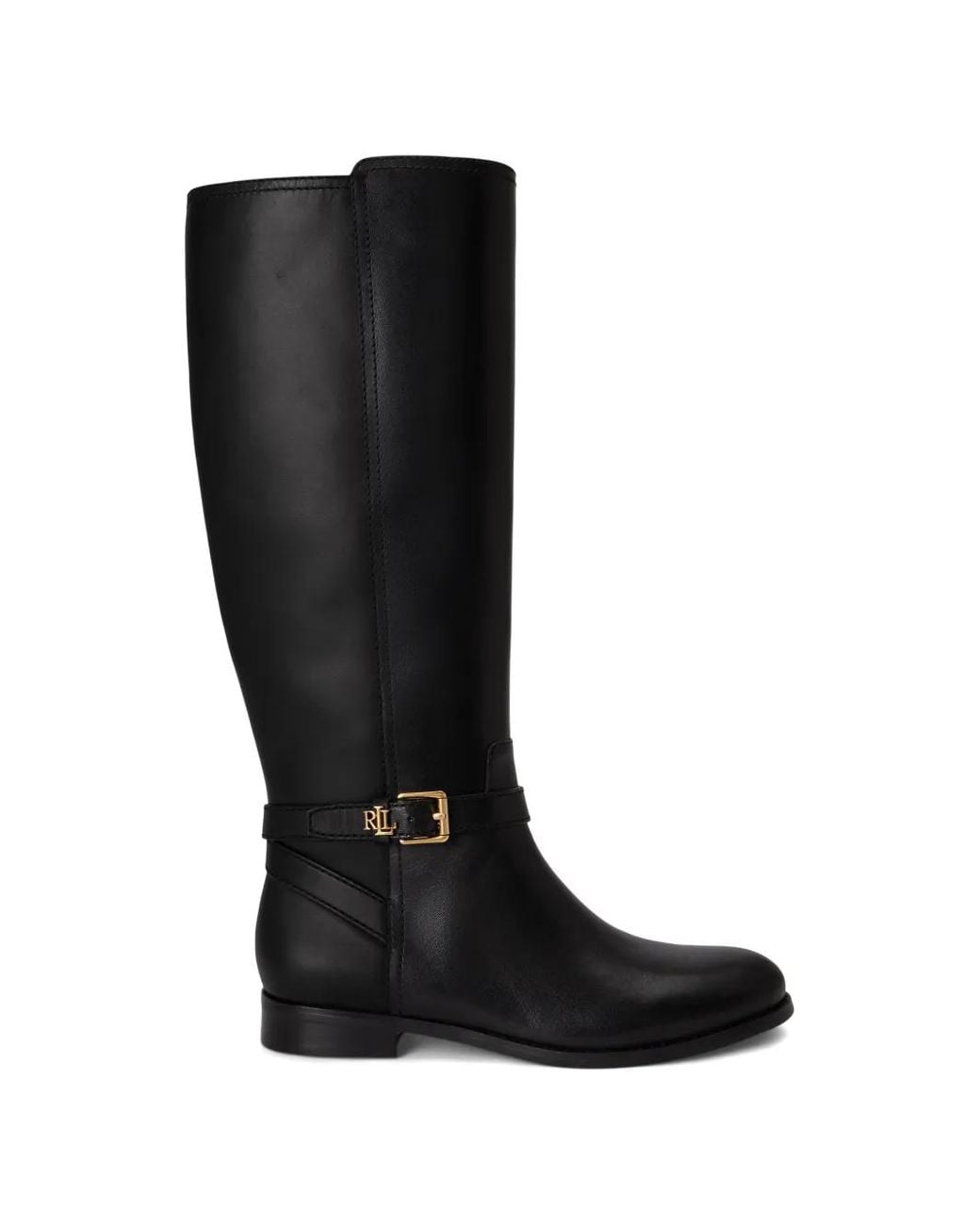 Ralph Lauren Black Bottines Brooke En Cuir À Boucle