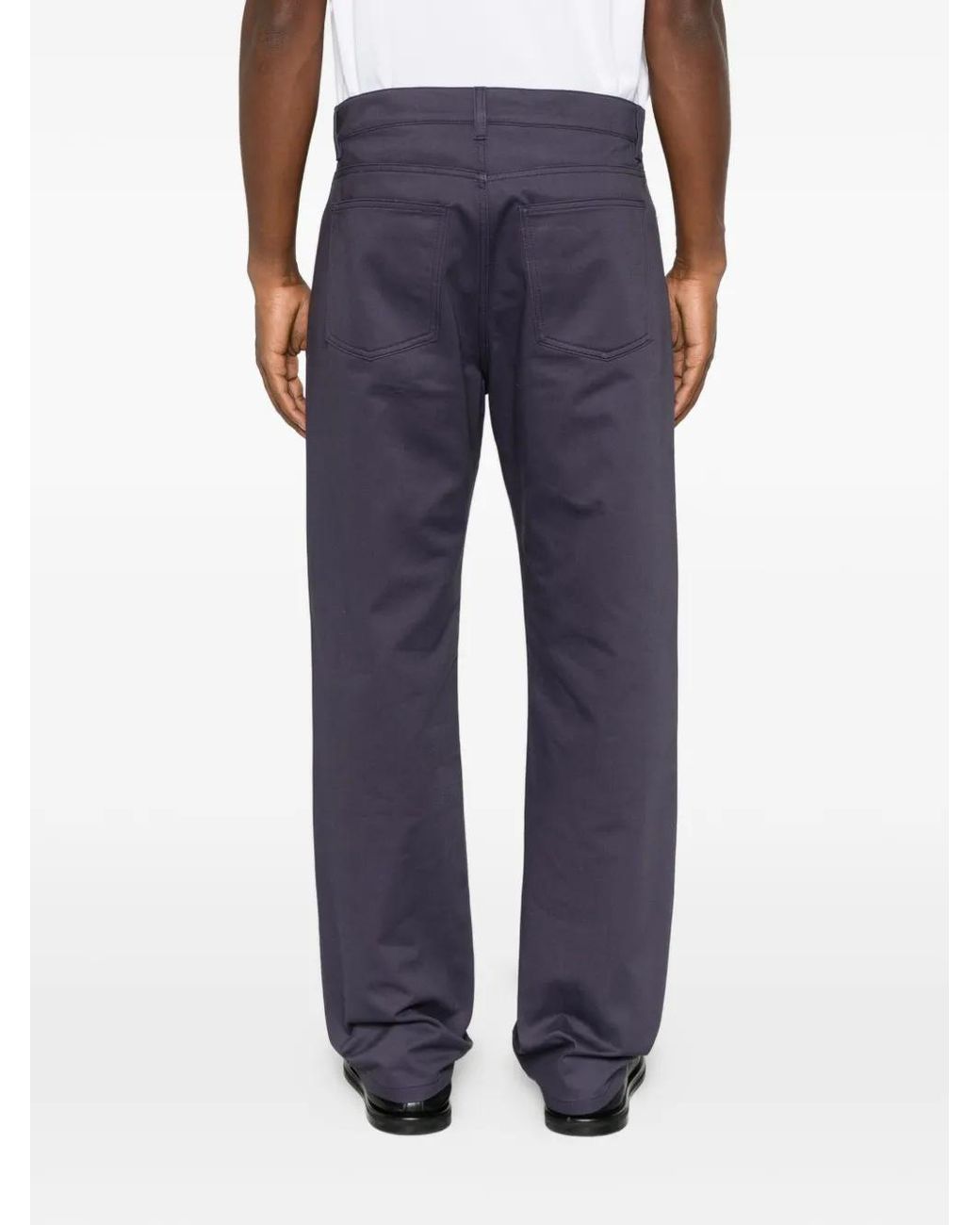 Moschino Blue Logo-Patch Straight-Leg Trousers for men