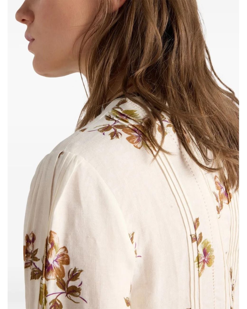 Prada White Long Printed Linen Dress