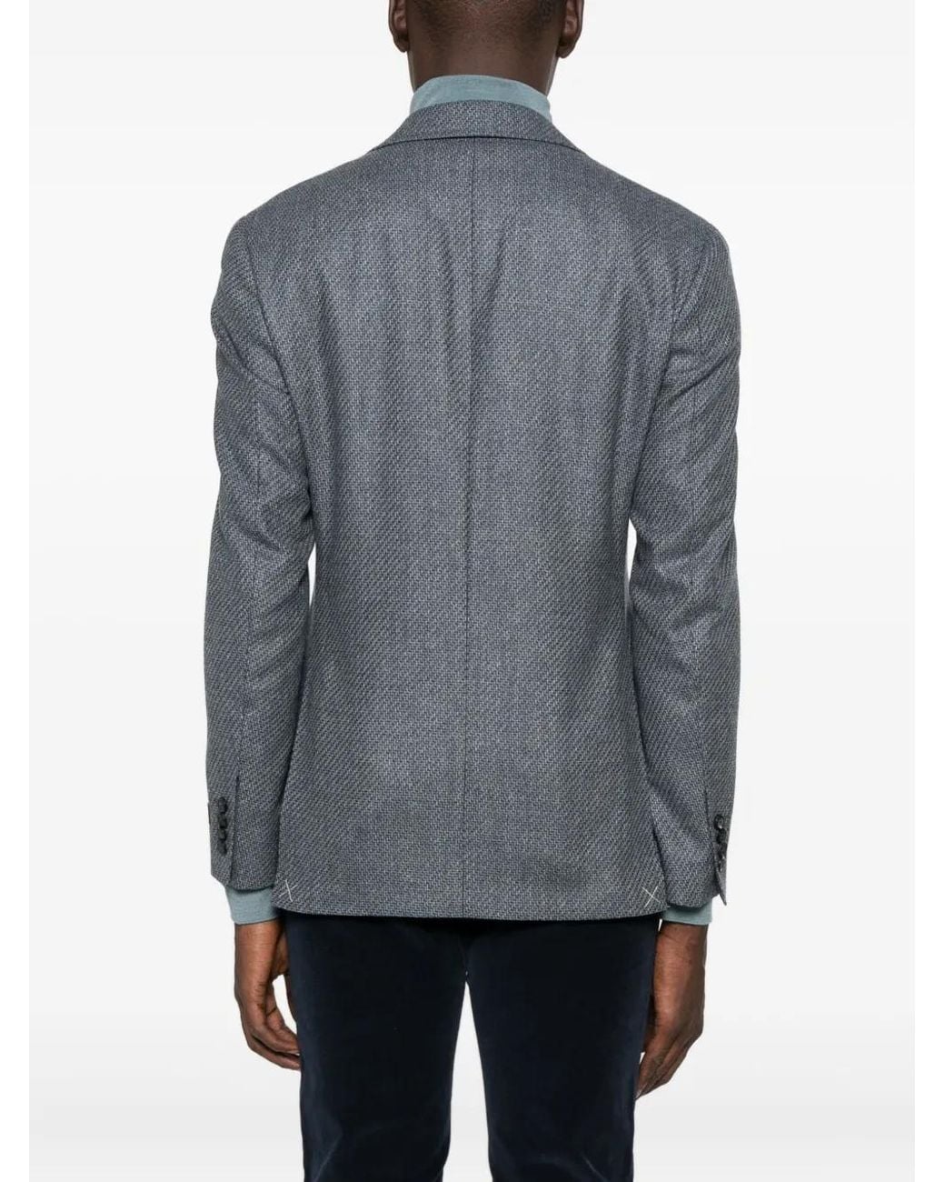 Canali Blue Textured Wool Blazer for men