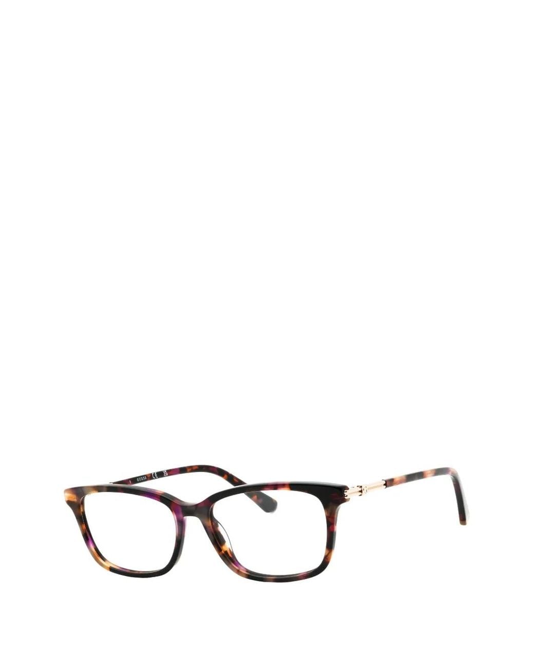 GUESS EYEWEAR Brown Tortoiseshell-Effect Rectangle-Frame Glasses