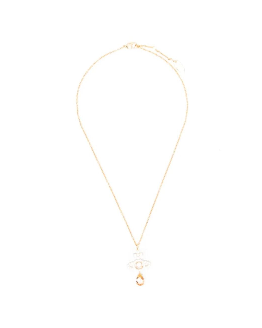 Vivienne Westwood White Olympia Orb-Pendant Crystal-Embellished Necklace