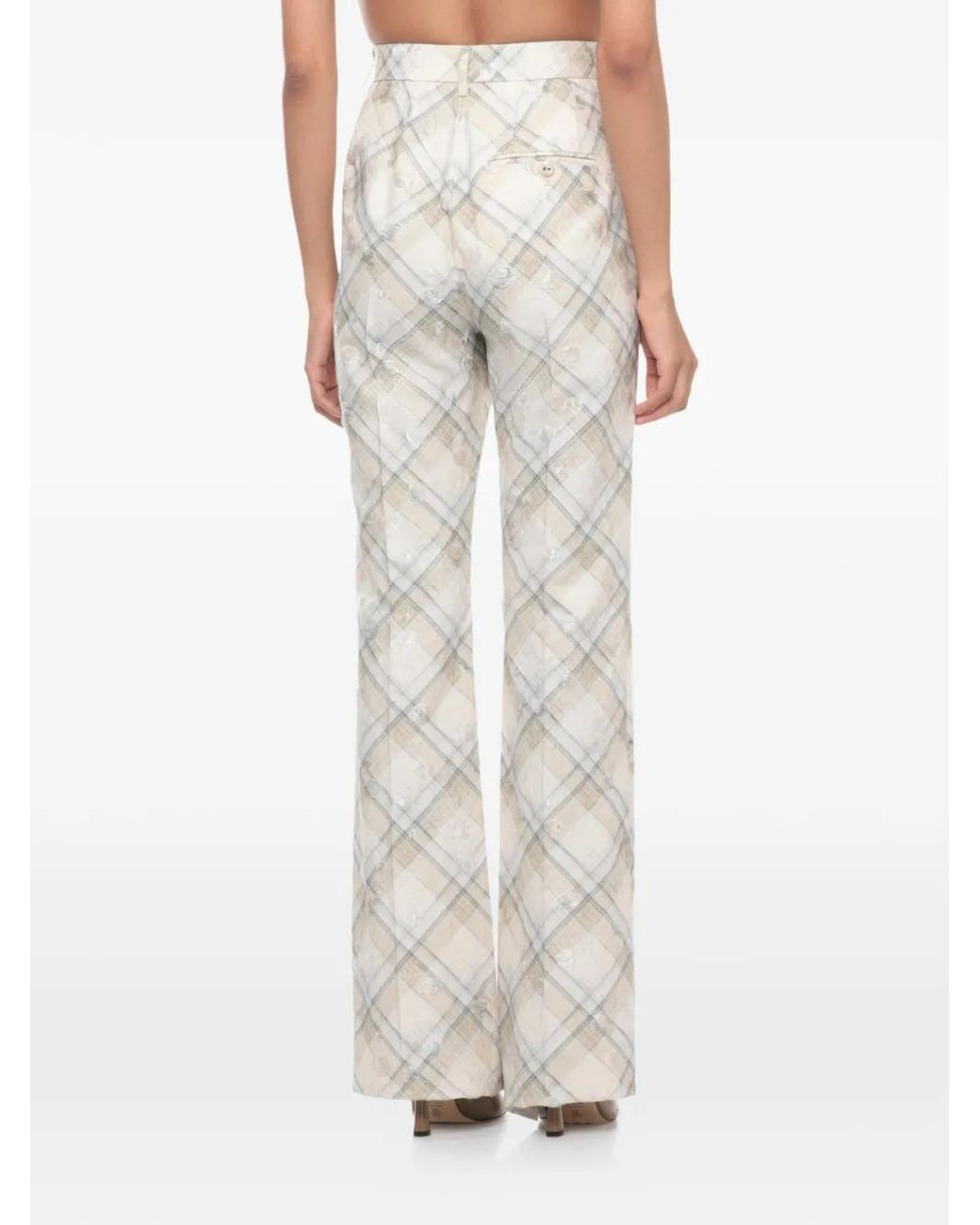 Vivienne Westwood White Check-Pattern Distressed Trousers