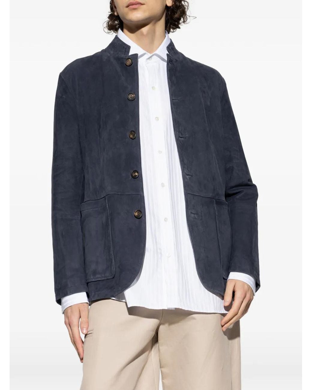 Eleventy Blue Button Lambskin Jacket for men