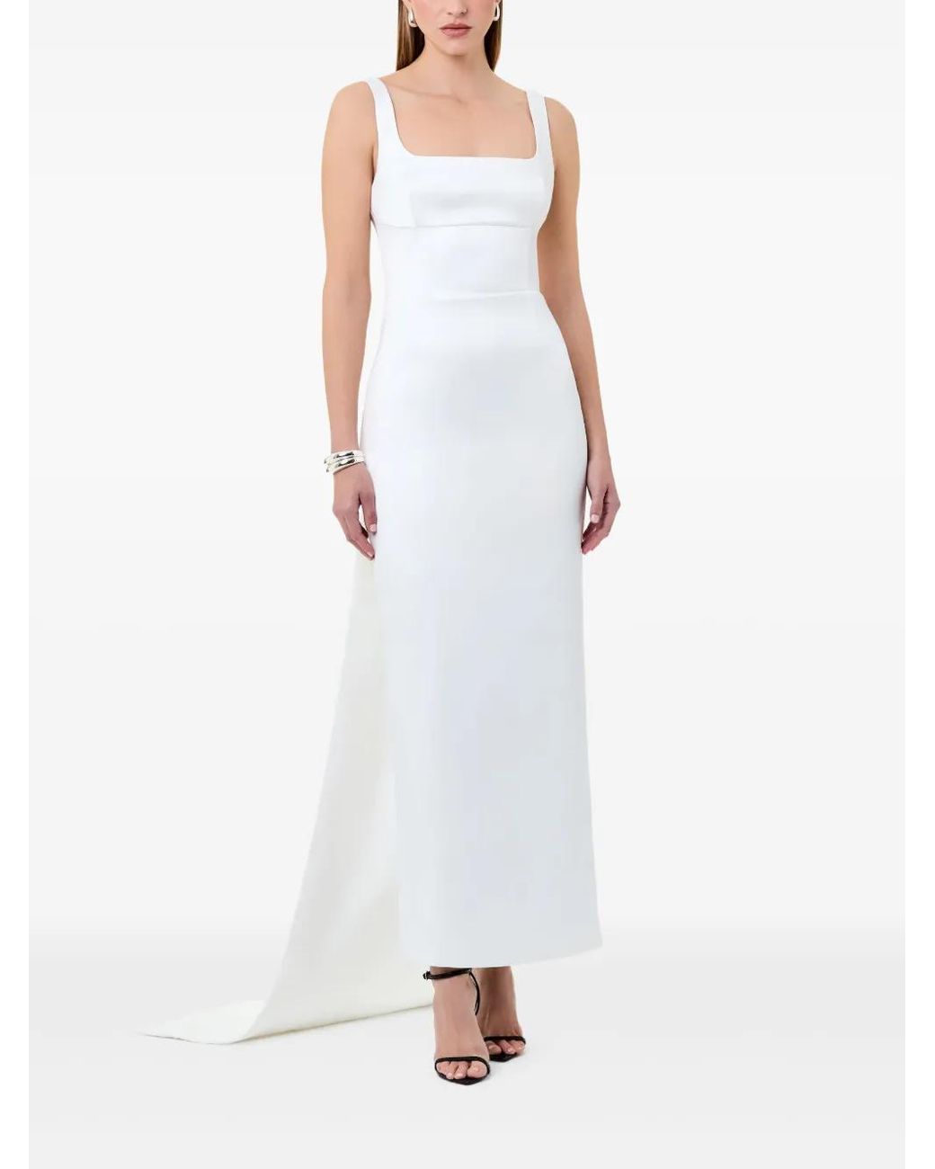 navy blue dress for baby girl Odessa Asymmetrical Neck Strapless Maxi Dress • Shop American Threads White / S main image 1