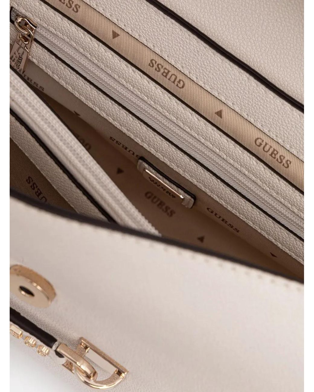 Guess White Logo-Plaque Pebbled Tote Bag