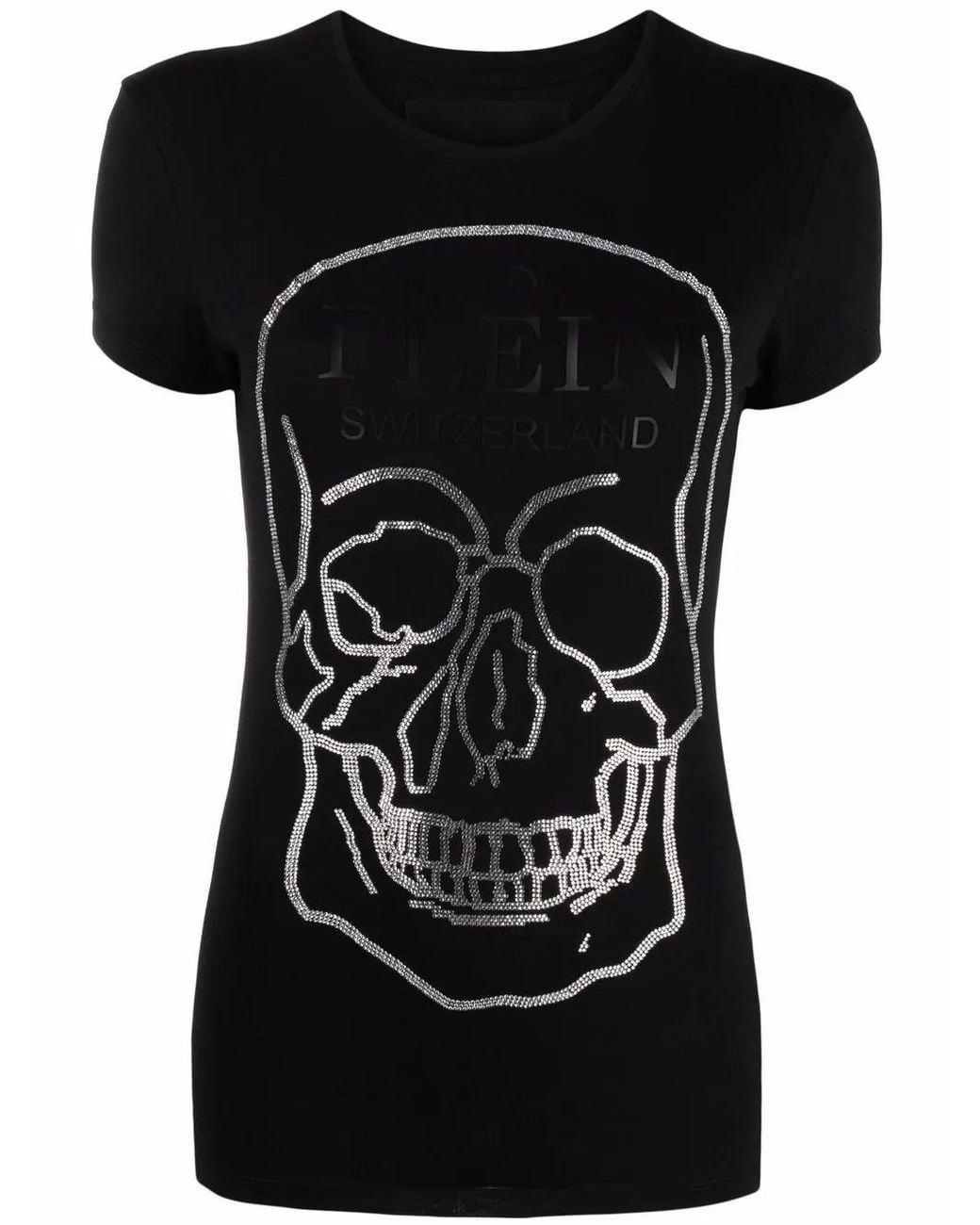 Philipp Plein Black Skull Logo Print T-Shirt