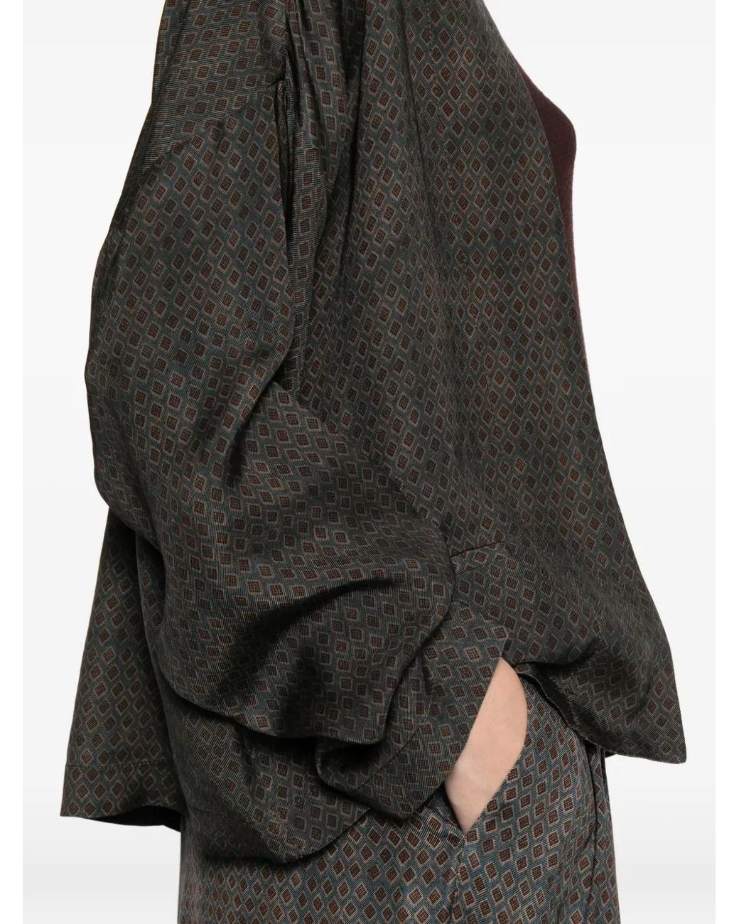 Uma Wang Brown Klarke Geometric-Pattern Jacket