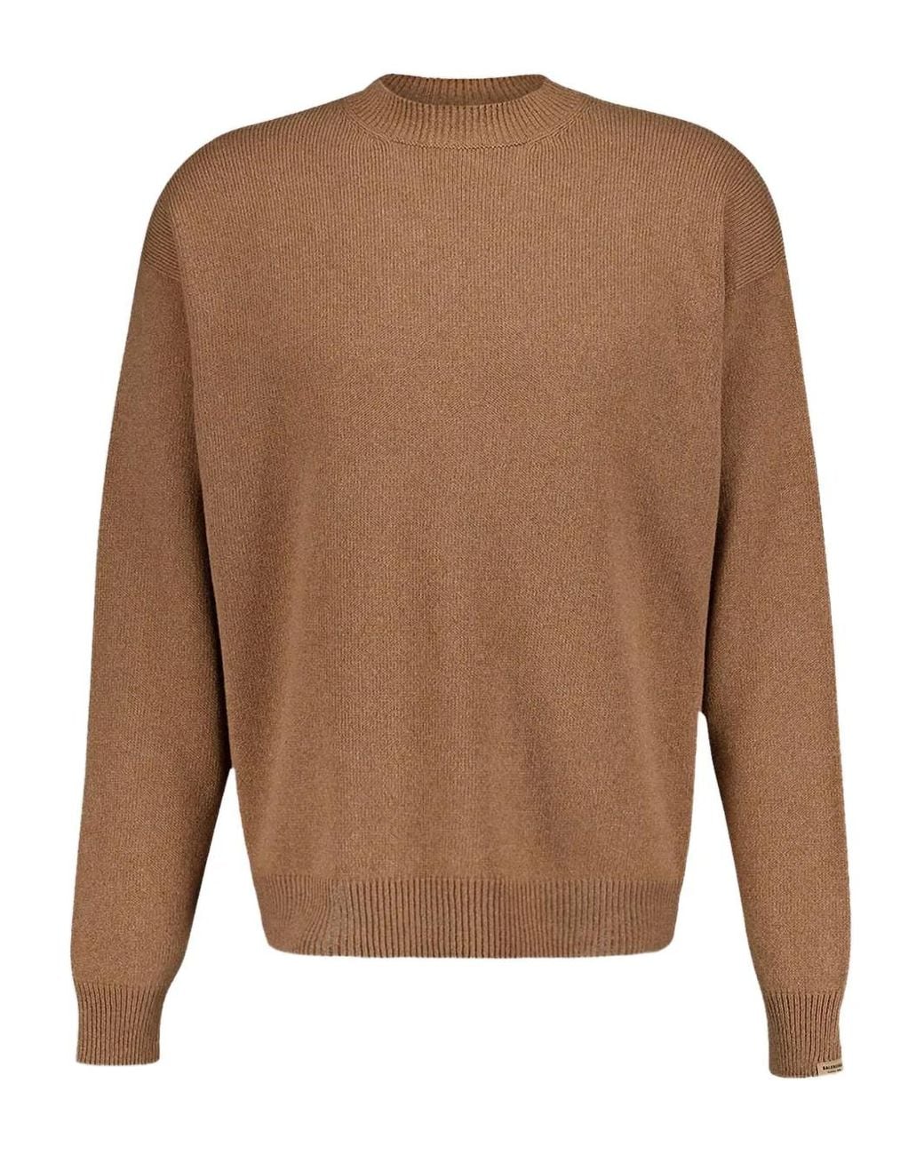 Balenciaga Brown Round-Neck Ribbed Jumper