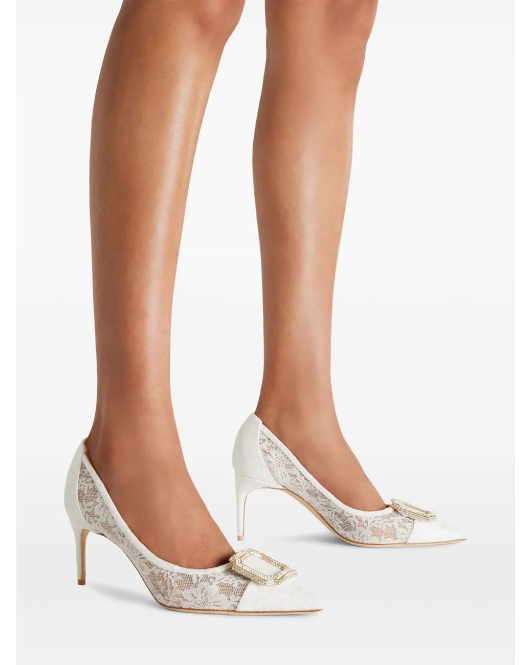 Malone Souliers White 70Mm Monroe Pumps