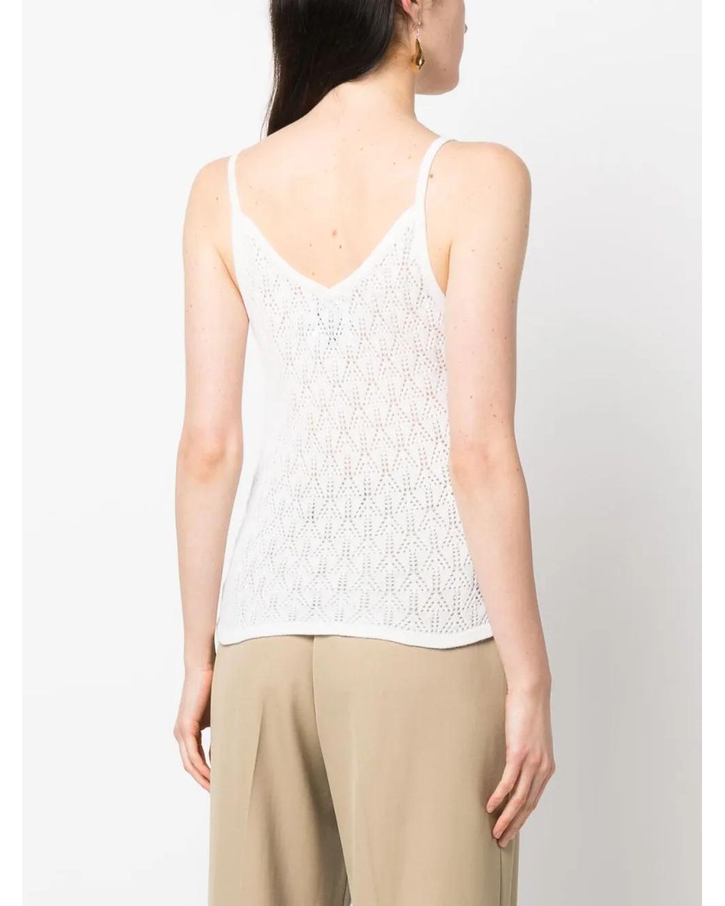Barrie White Spaghetti-Strap Cashmere Top