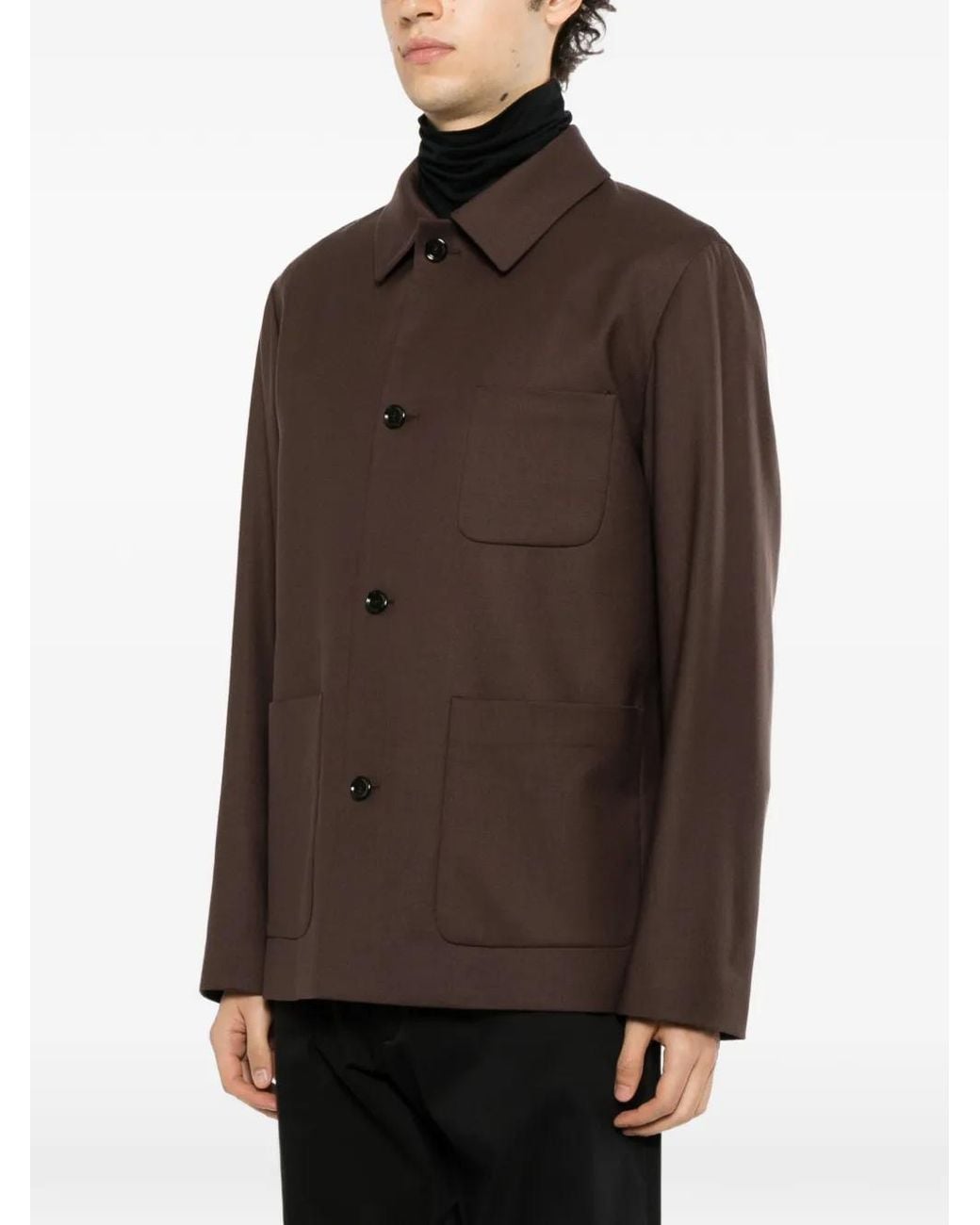 Lardini Brown Button-Up Patch-Pocket Jacket for men