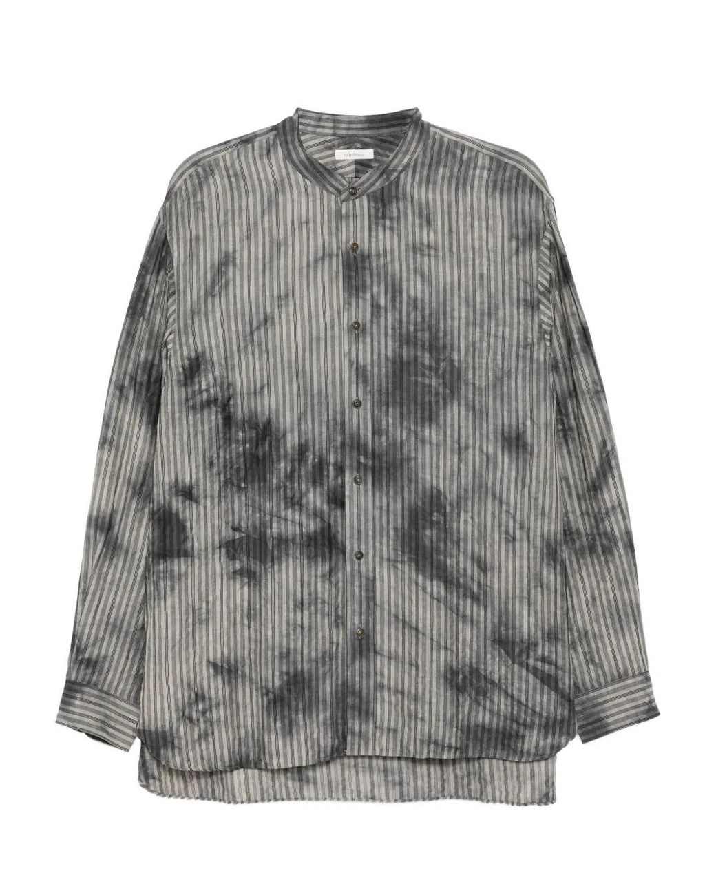 CALMLENCE Gray Striped Shirt for men