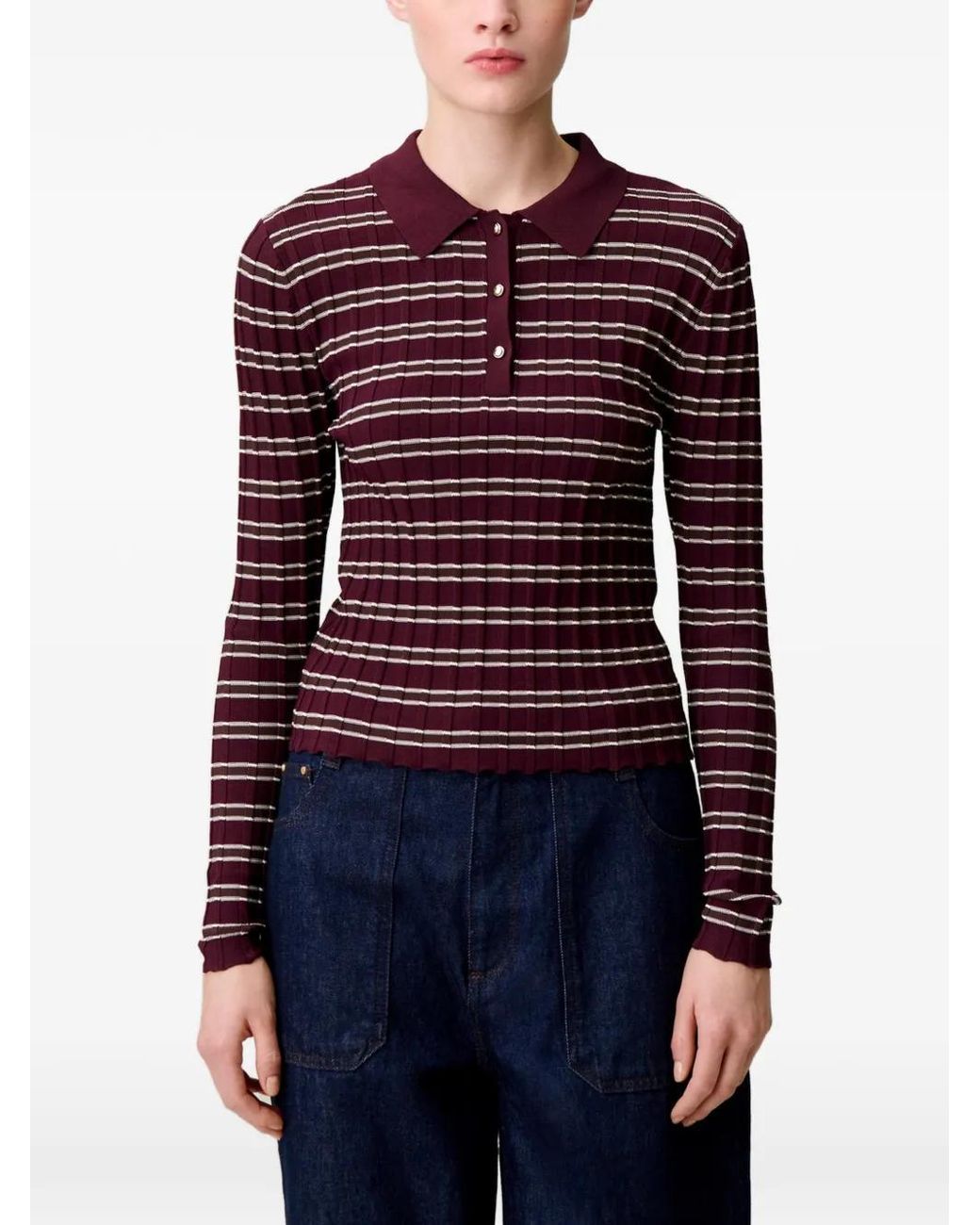 Claudie Pierlot Purple Striped Knit Sweater