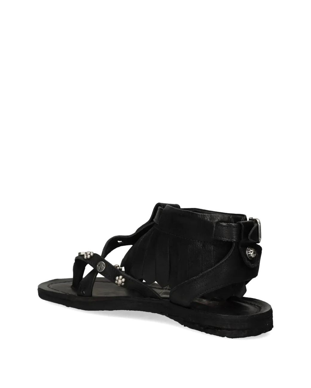 A.s.98 Black Fringed Sandals