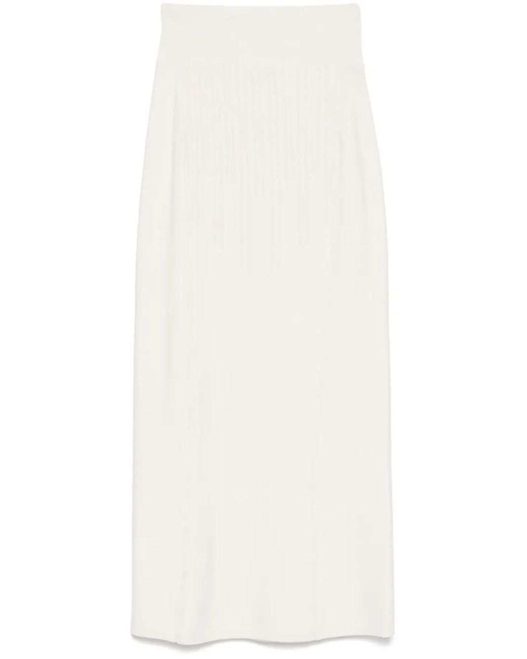 Mugler White Boning-Detail Midi Skirt