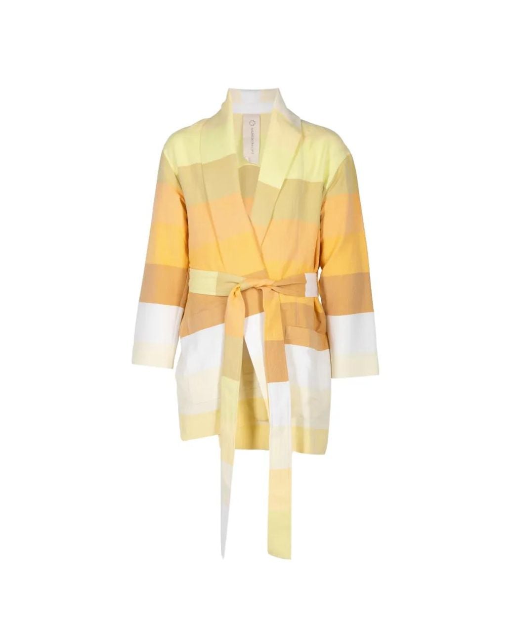 Marrakshi Life Yellow Stripe-Pattern Belted Jacket