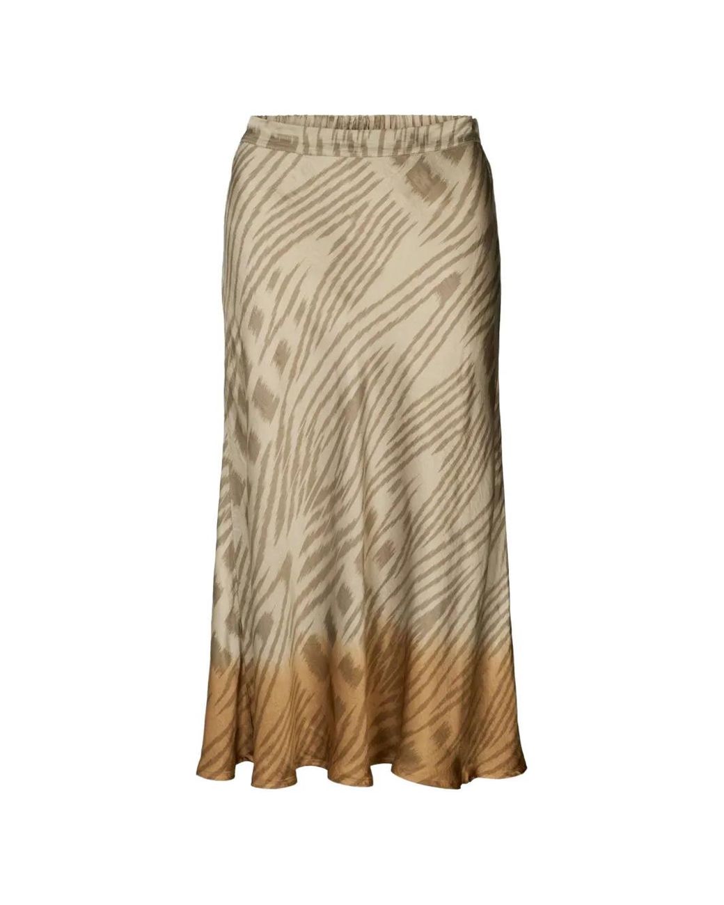 Rabens Saloner Natural Long Ikat-Print Elasticated Skirt