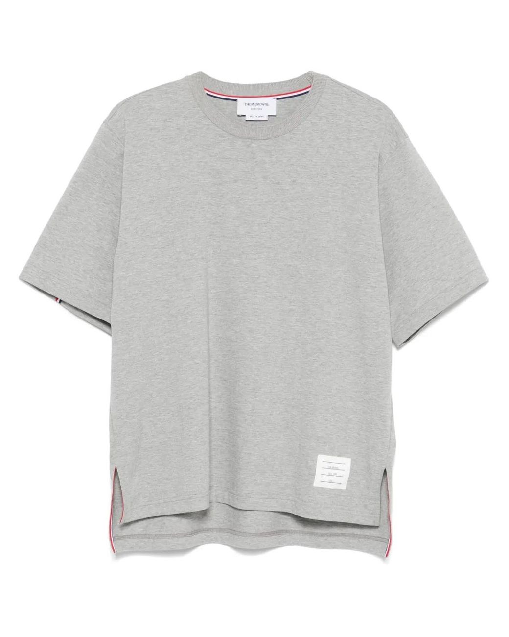 Thom Browne Gray Heather Oversized Short-Sleeve Jersey Tee for men