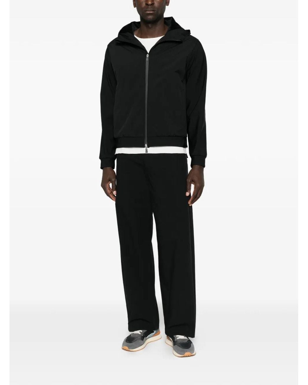 Herno Black Hooded Zip-Up Jacket for men