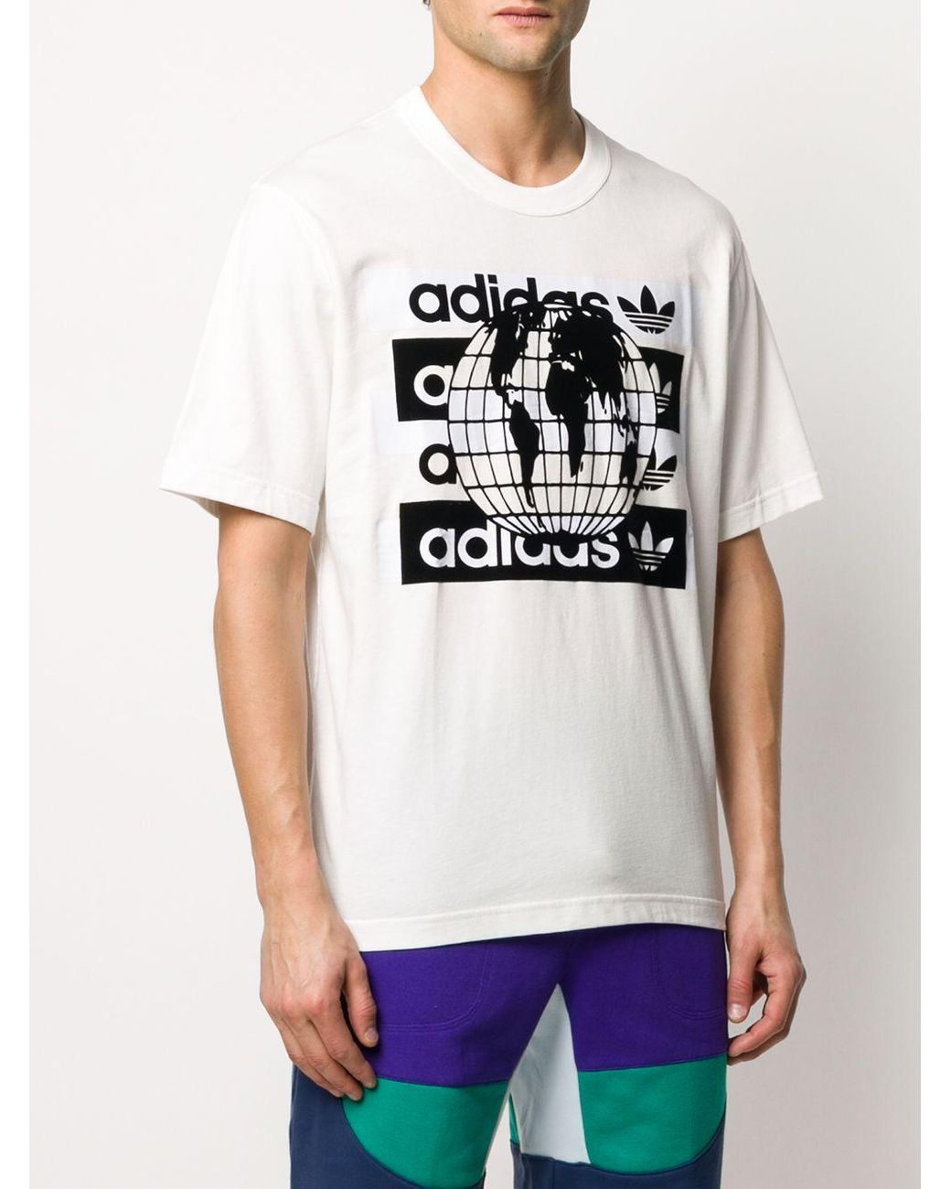 adidas Globe Print T-shirt in White for Men | Lyst