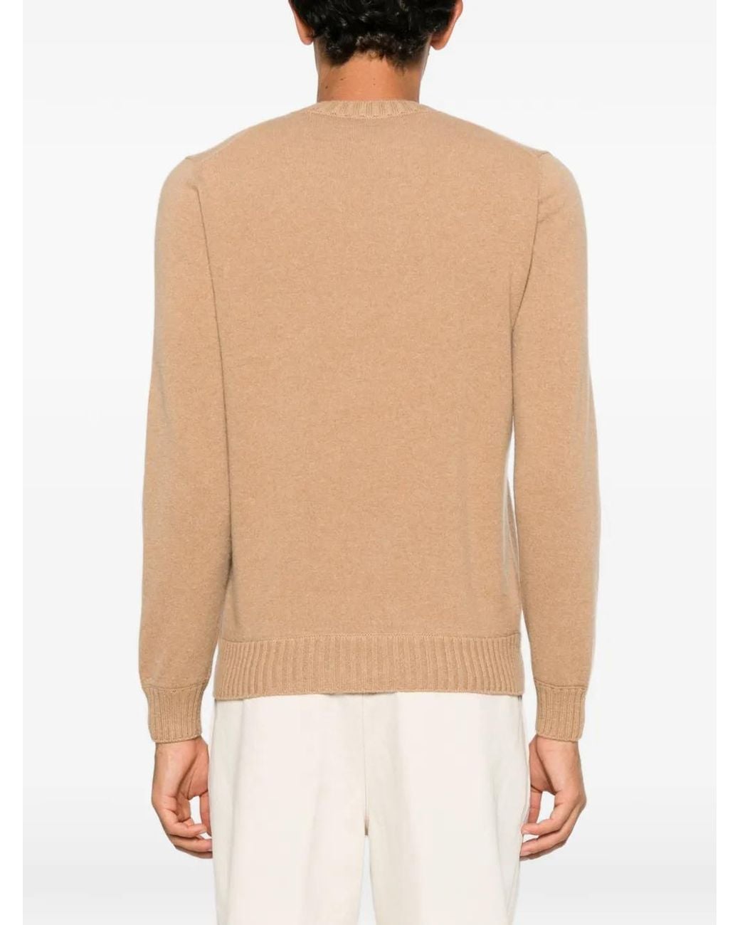 Magazzino Ricambi Natural Ribbed-Trim Crew-Neck Sweater for men