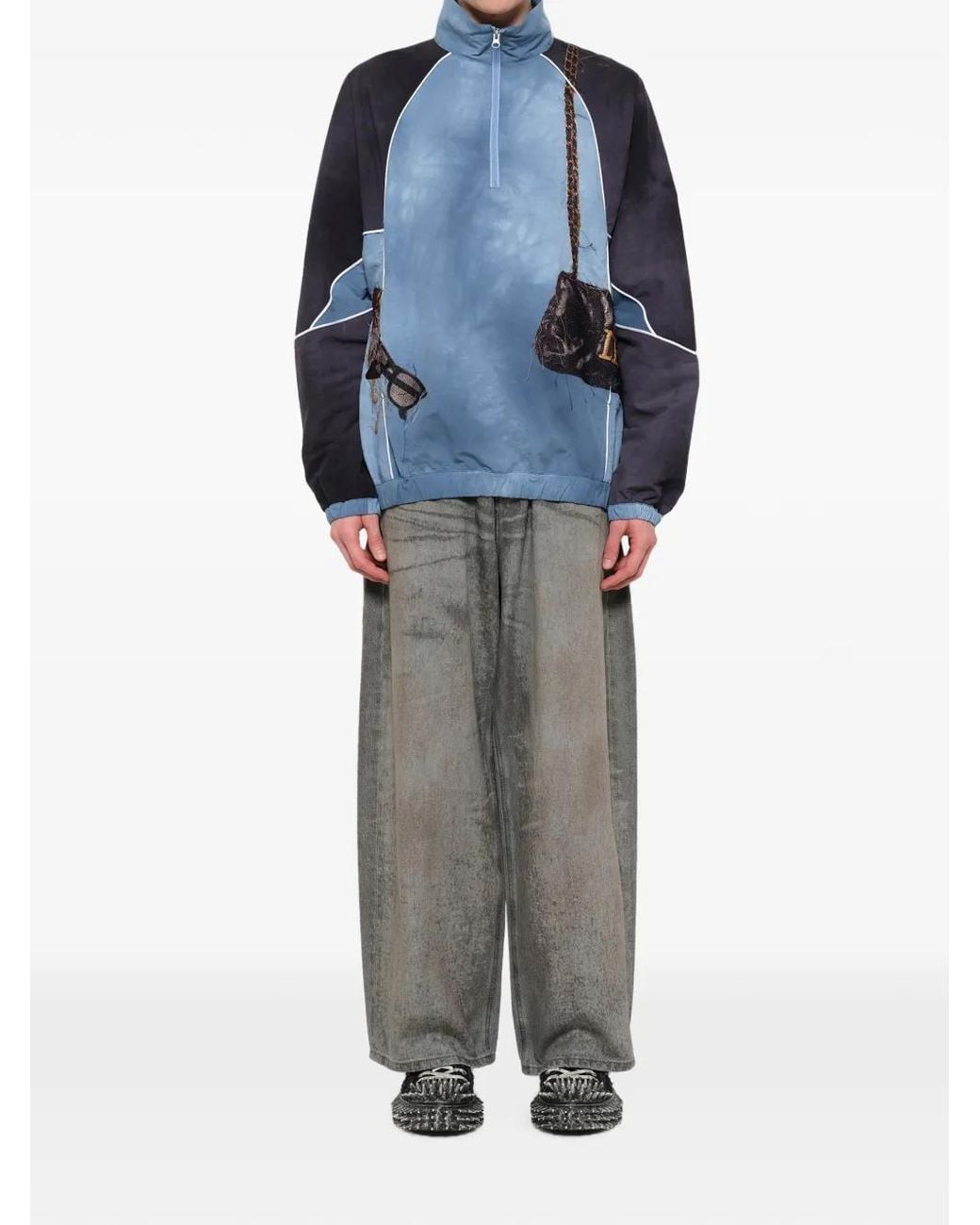 Doublet Blue Half-Zip Jacket for men