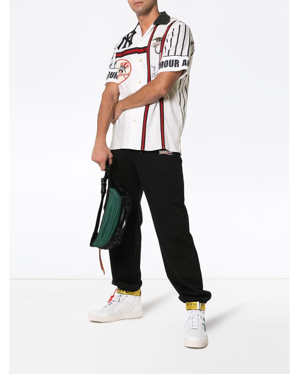 Gucci Ny Yankees Embroidered Cotton Bowling Shirt in Blue for Men