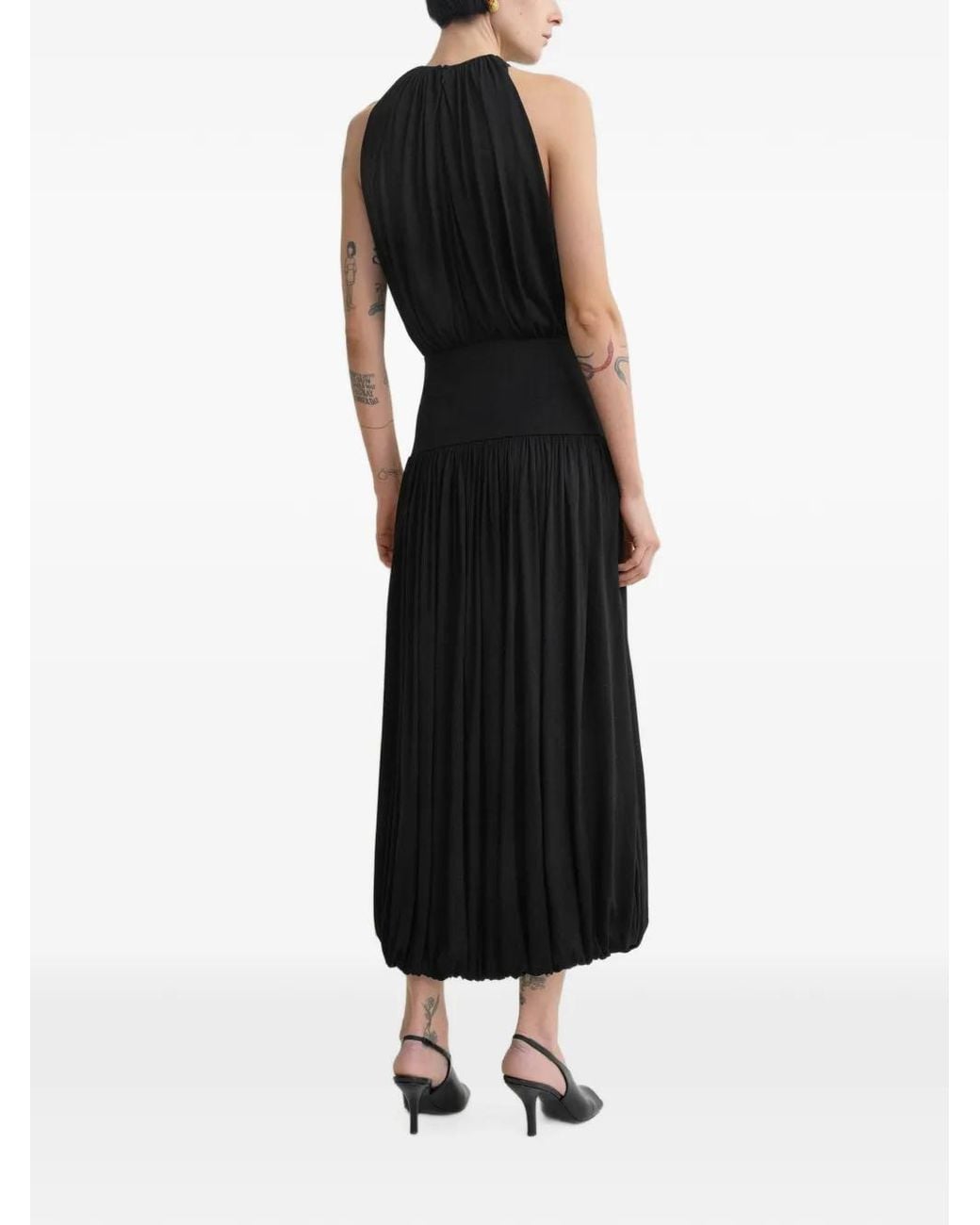 Totême Black Gathered Long Dress