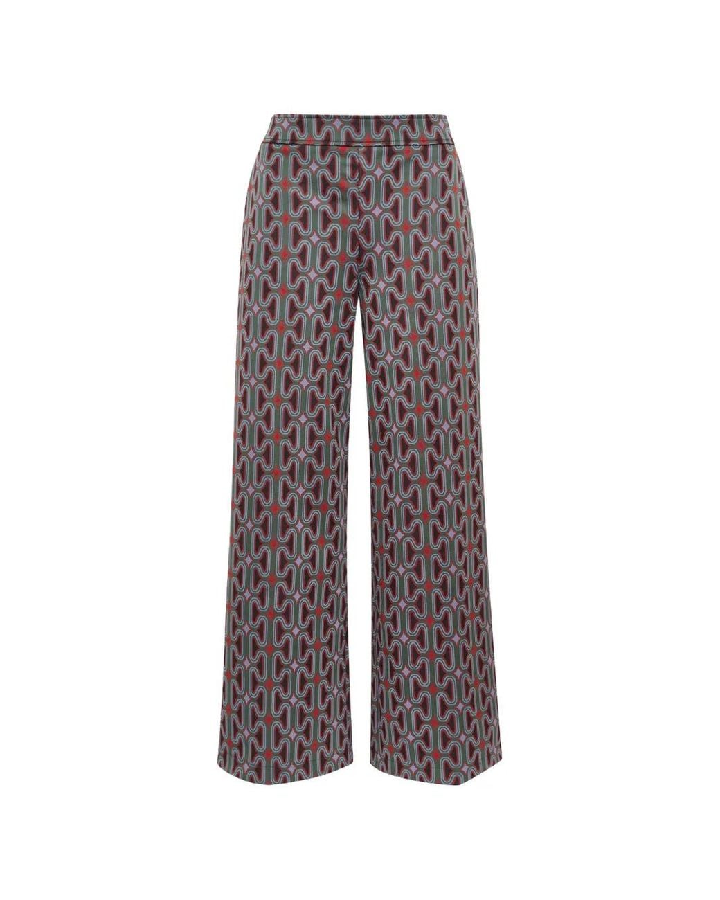 Maliparmi Brown Chain-Motif Flared Trousers