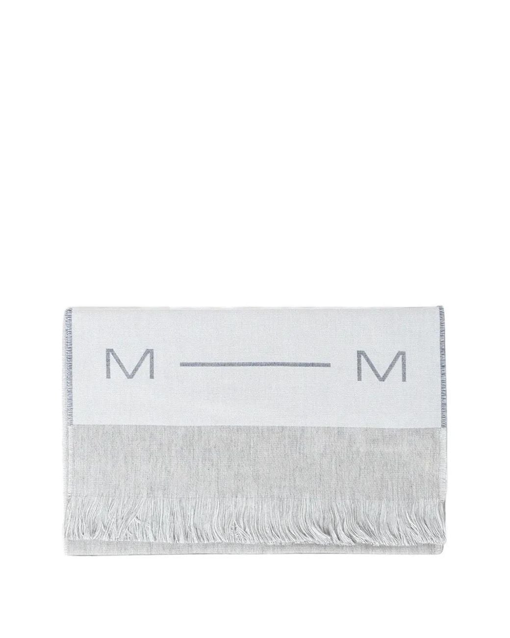 Max Mara White Logo-Intarsia Fringed Scarf