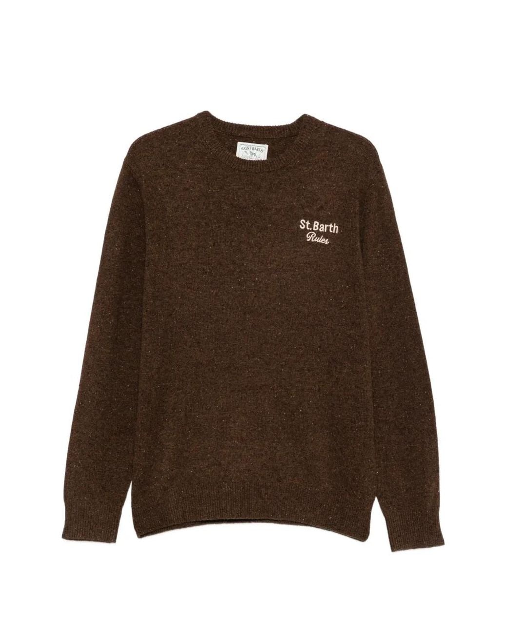 Mc2 Saint Barth Brown Heron Donegal Embroidered Sweater for men