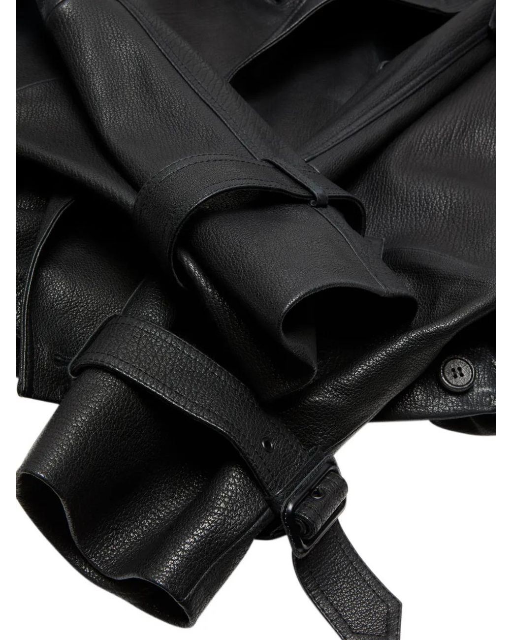 Acne Black Cropped Leather Trench Coat