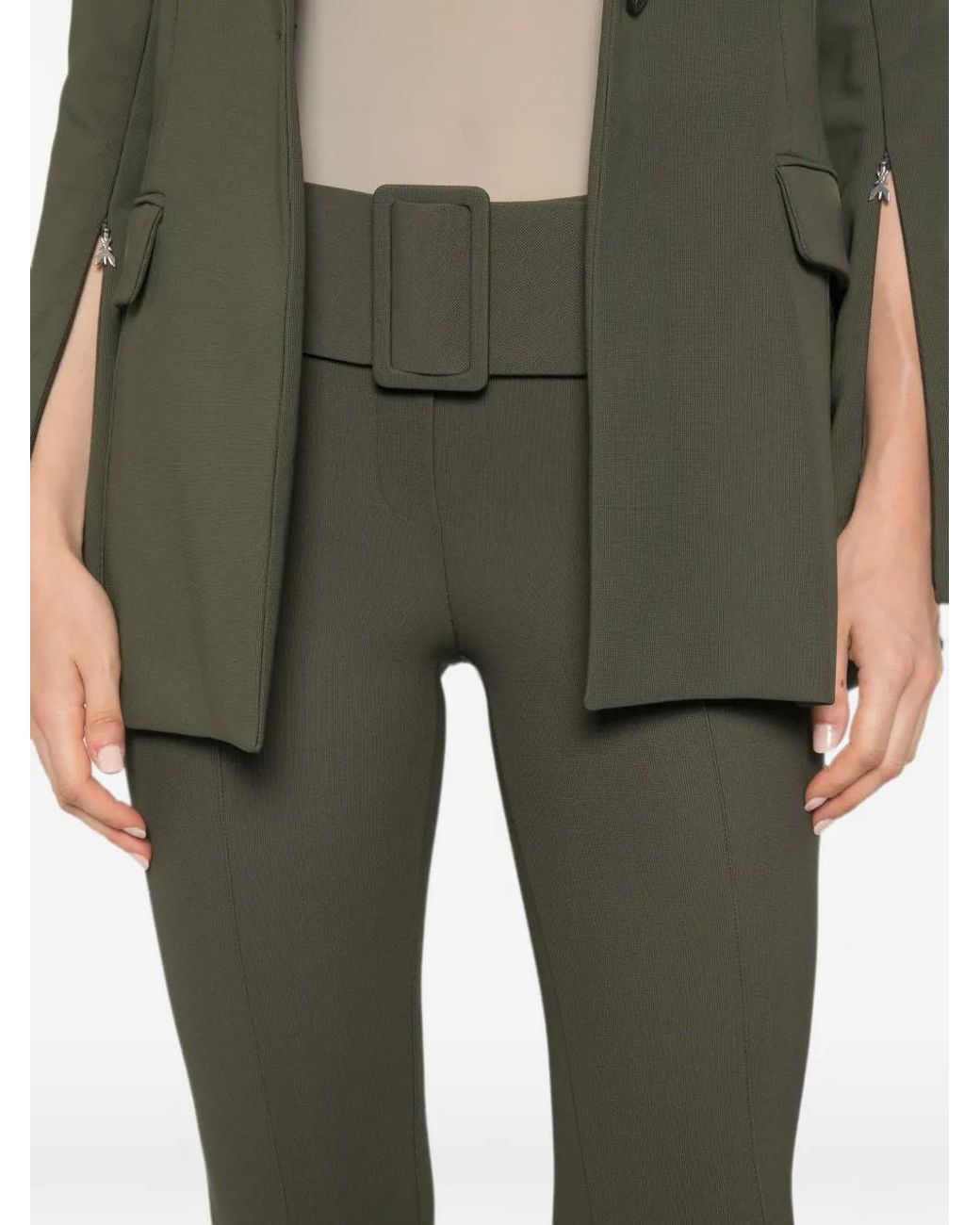 Patrizia Pepe Green Belted Slim-Fit Trousers