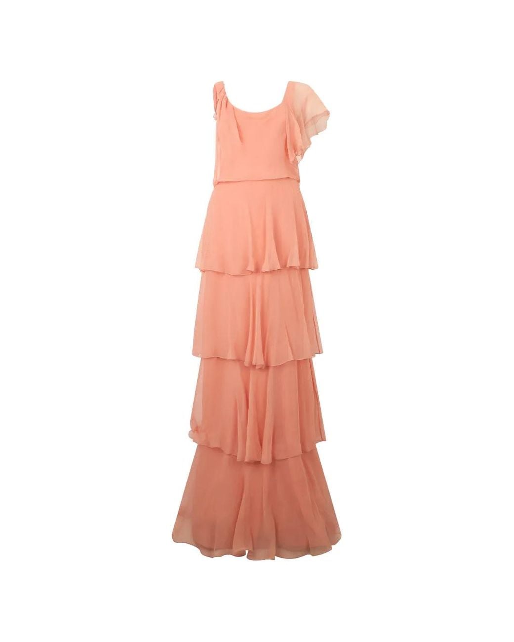 Alberta Ferretti Pink Ruffled Maxi Dress