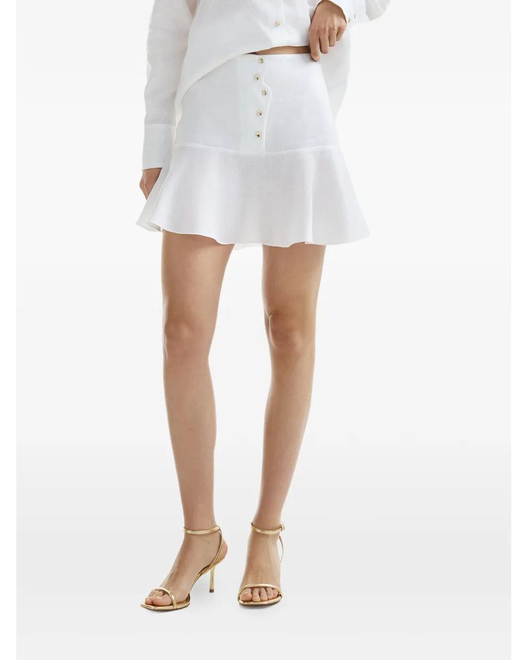 Mia Peculiar White Flared-Hem Mini Skirt