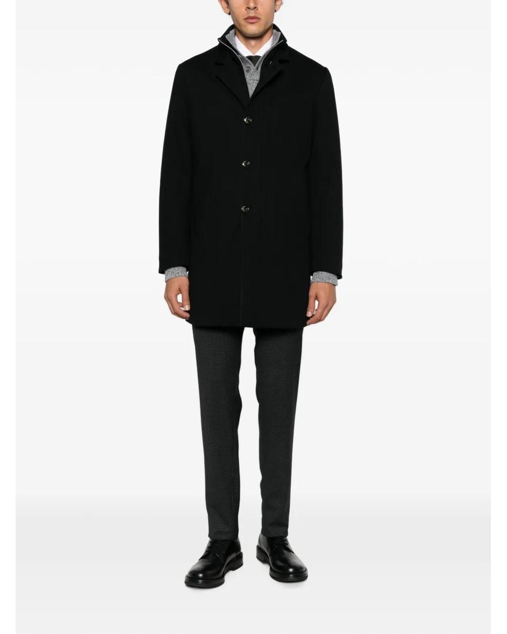 Montecore Black Layered Button-Up Coat for men