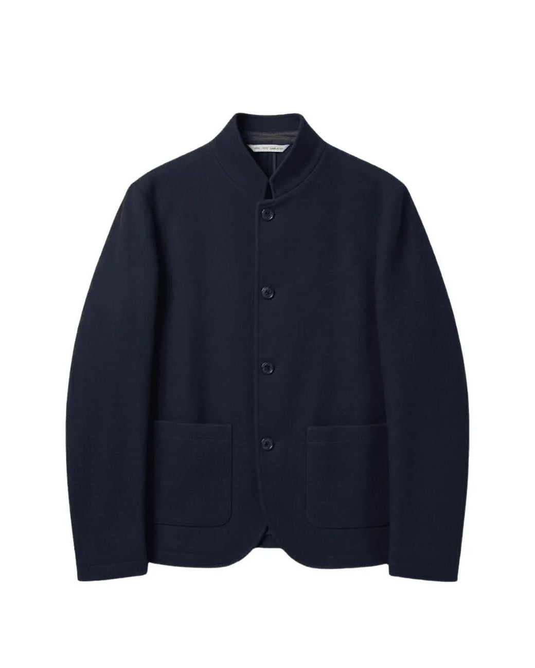 Maurizio Baldassari Blue Button-Up Stand-Collar Jacket for men