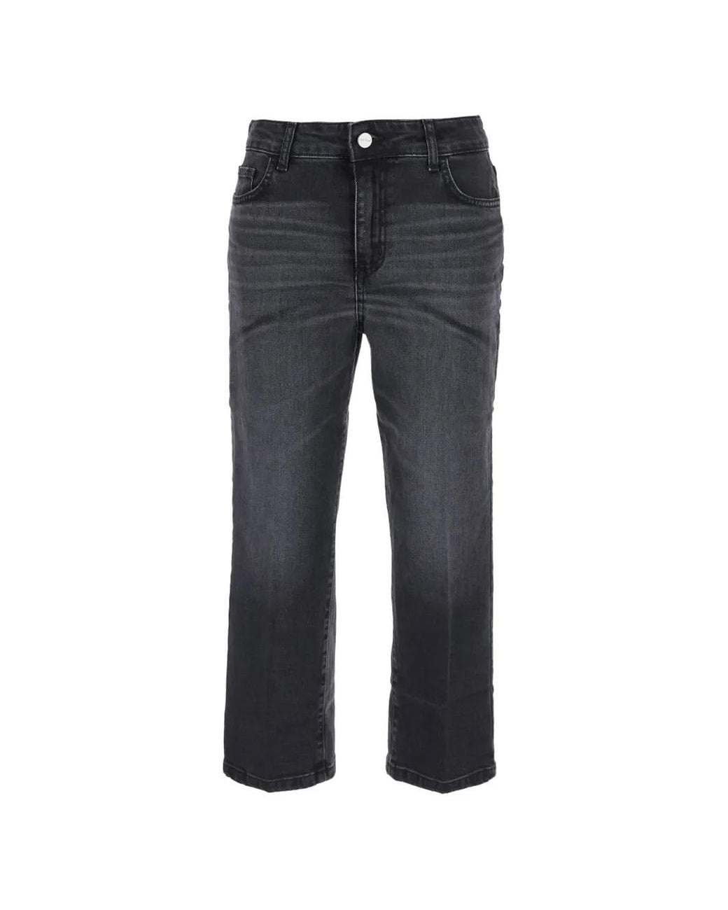 ..,merci Gray Faded-Effect Straight-Leg Jeans