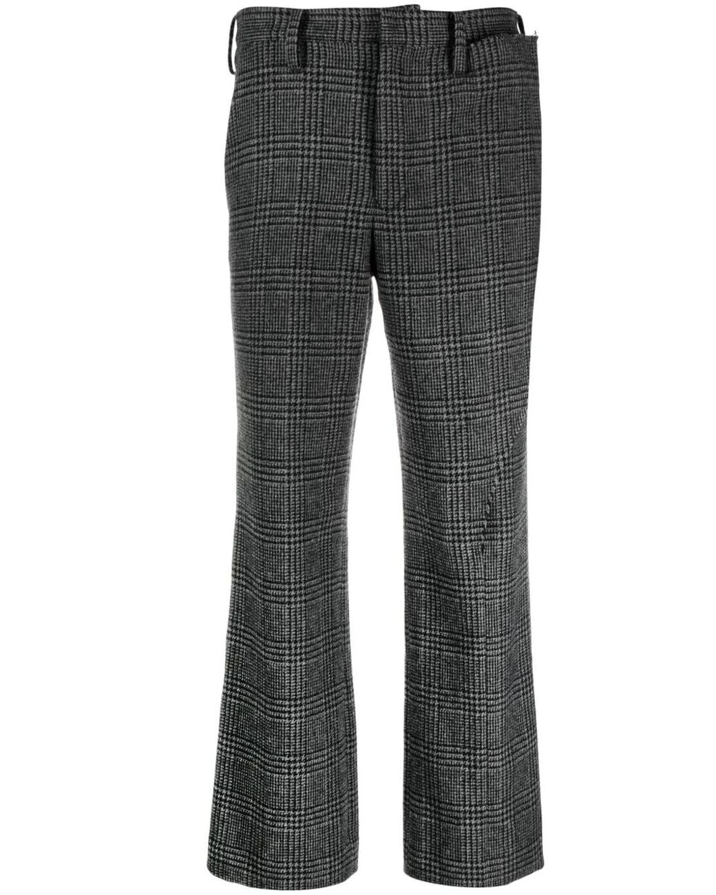 Yohji Yamamoto Gray Houndstooth Straight-Leg Trousers