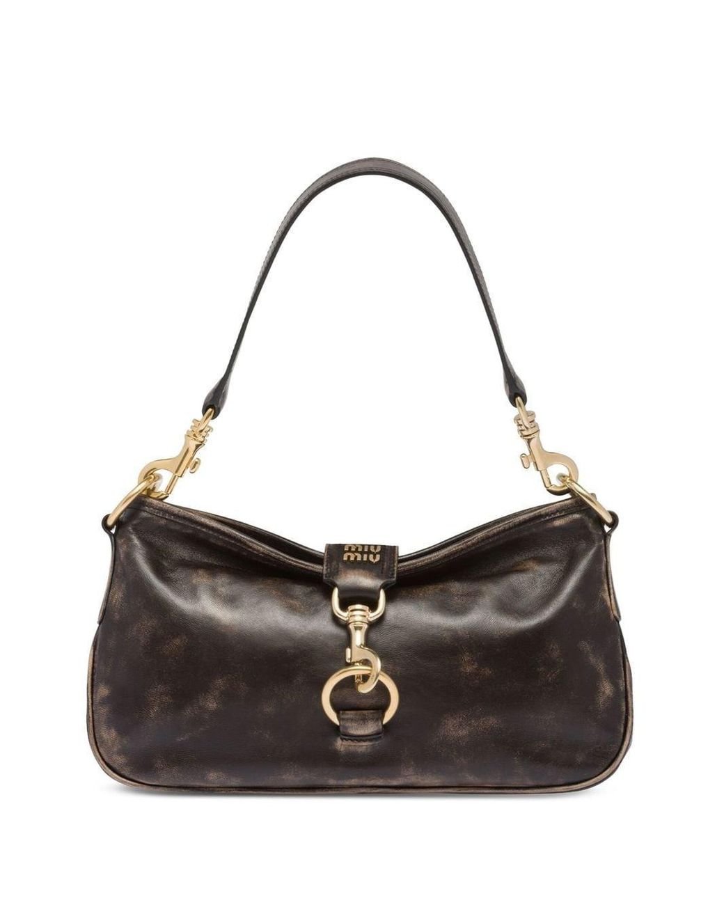 Miu Miu Snap Hook-detail Shoulder Bag in Black | Lyst Australia