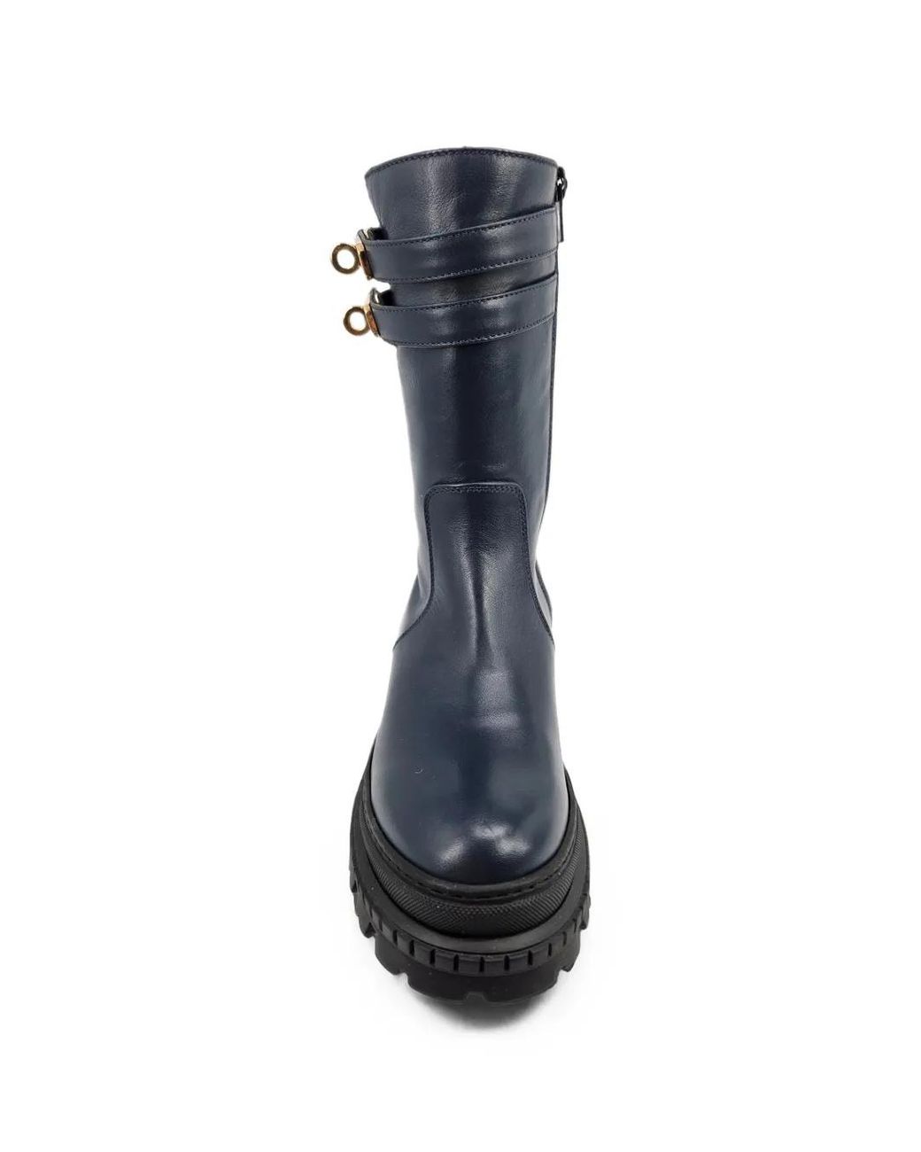 Madison Maison Blue Buckle-Strap Platform Boots