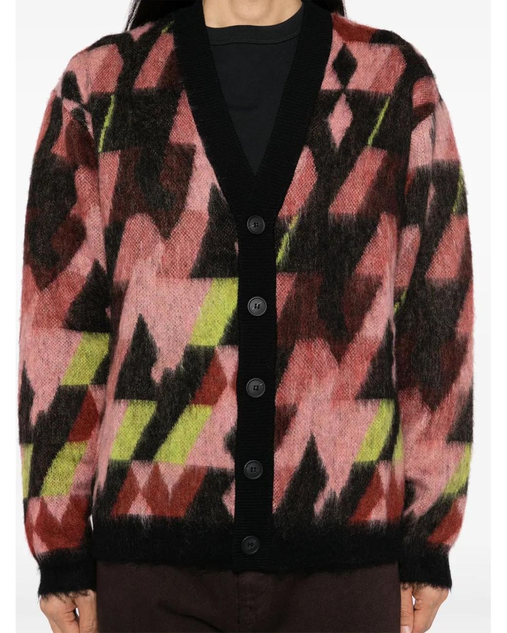 Maison Kitsuné Black Graphic Cardigan for men