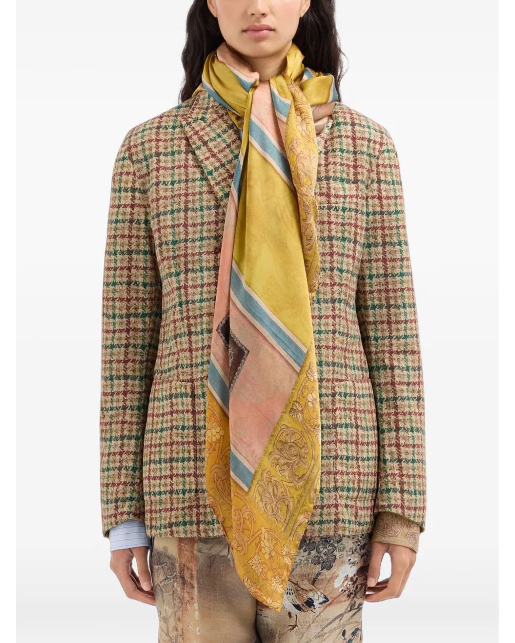 Pierre Louis Mascia Yellow Foulard Molare En Soie À Motif Vigne