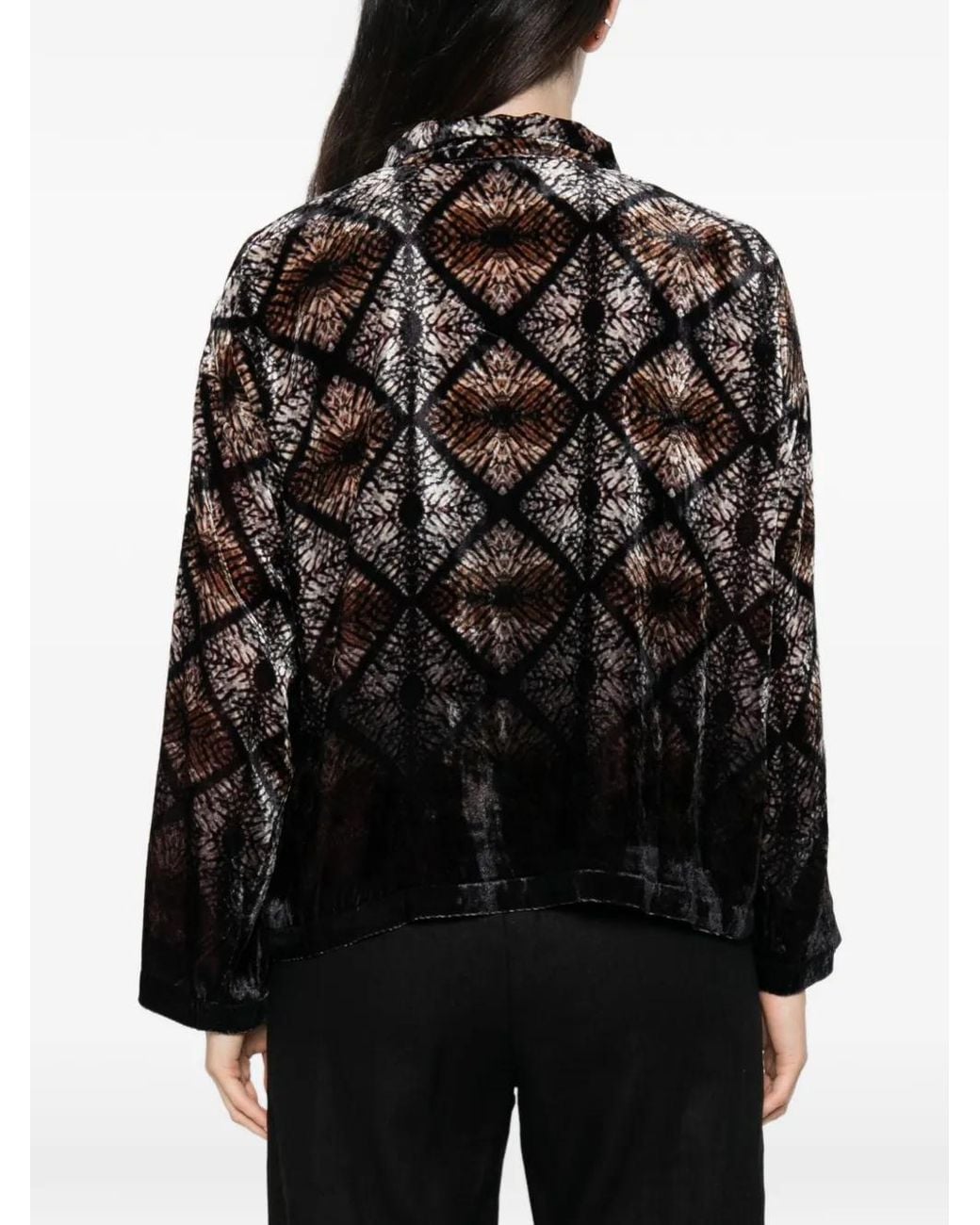 Raga Black Geometric-Print Velvet Jacket