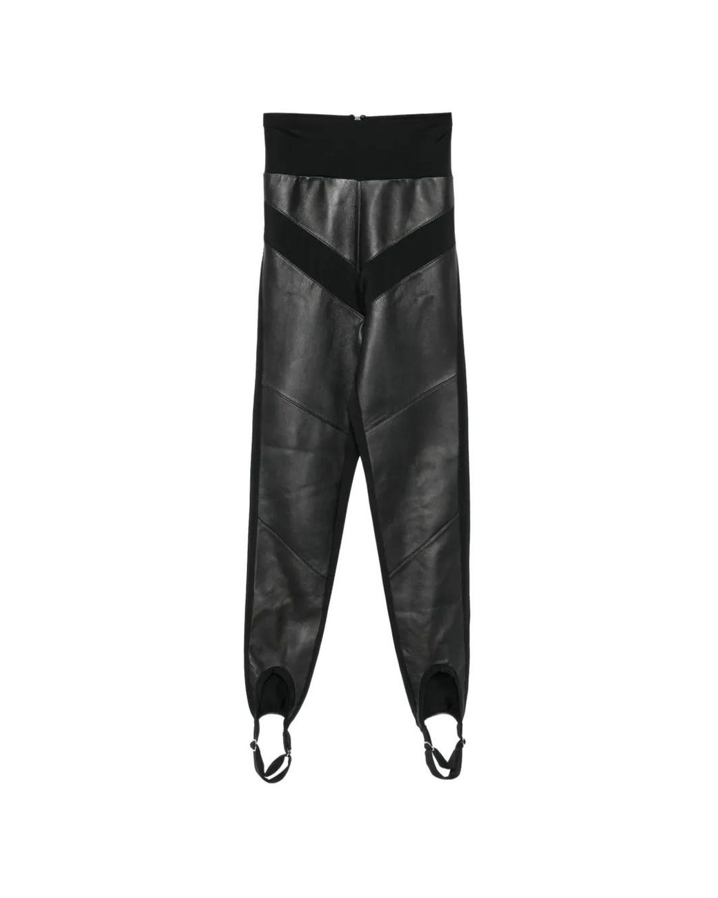 MITILIANE COUTURE Black Leather-Panelled Stirrup Leggings