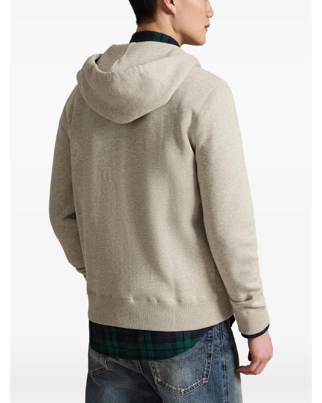 Polo Ralph Lauren White Logo-Embroidered Zip-Up Hoodie for men