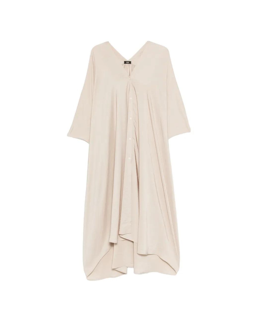 ELEH White Button V-Neck Dress