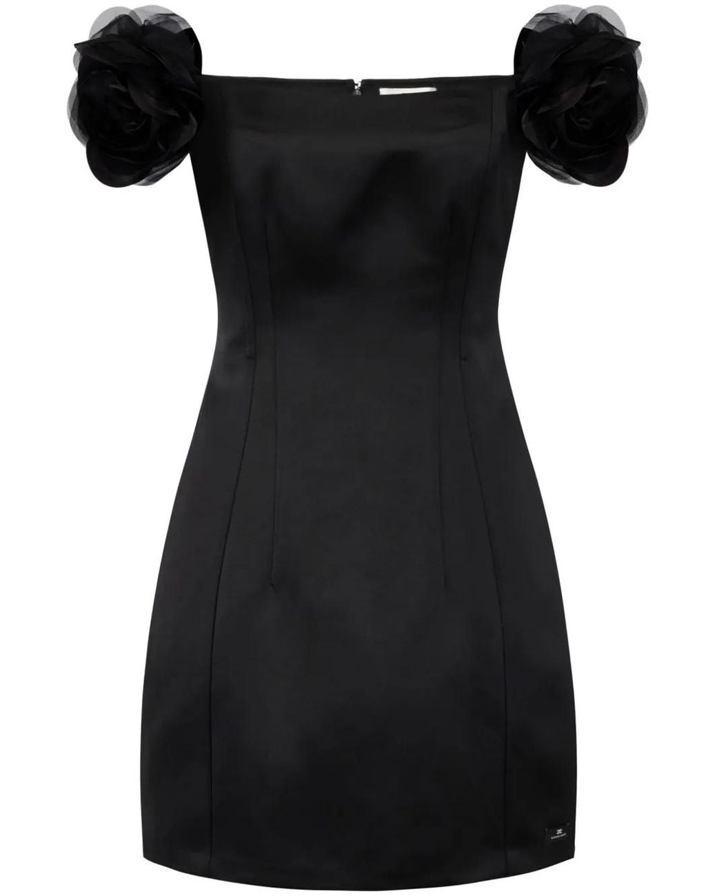 Elisabetta Franchi Black Kleid mit angewandten Blumen