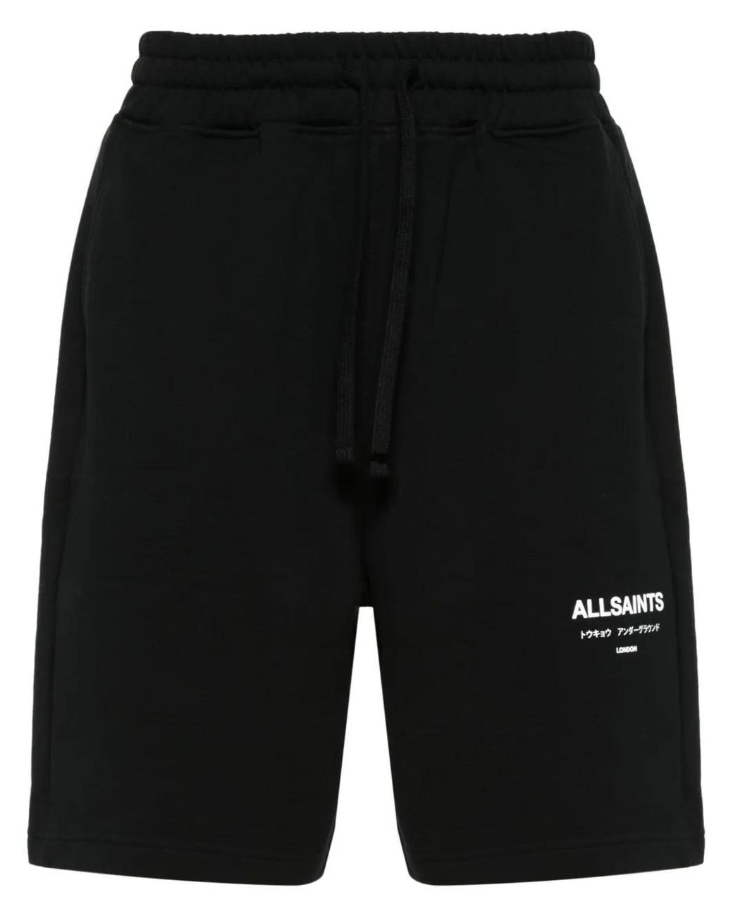 AllSaints Black Undergound Cotton Track Shorts for men